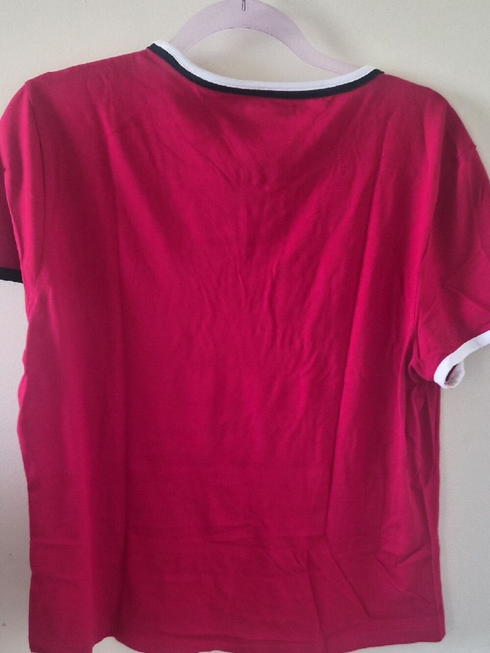 Tommy Hilfiger Red Logo Ringer T-Shirt with Black & White Trim - Picture 2 of 4